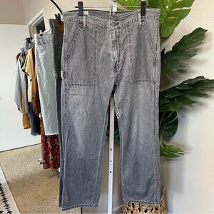 🩶 Levi’s Premium 555 Relaxed Straight Washed Gray Utility Denim Jeans | W33 L30